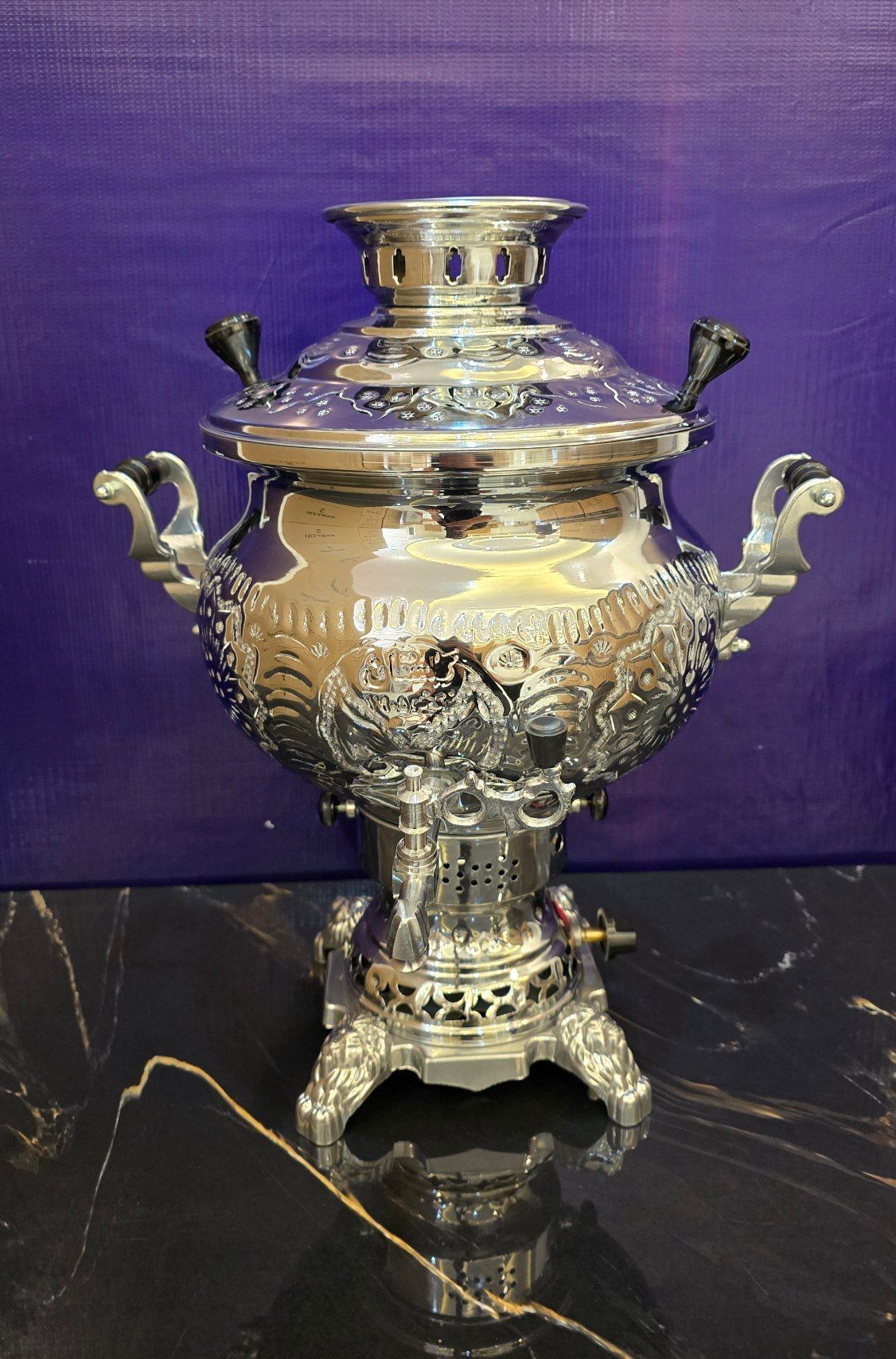 سماور گازی برنجی 10 لیتری مهسان